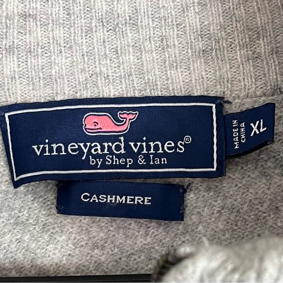 Vineyard Vines Cashmere 1/4 Zip Pullover Sweater Mens XL Grey Textured Preppy - Picture 5 of 9
